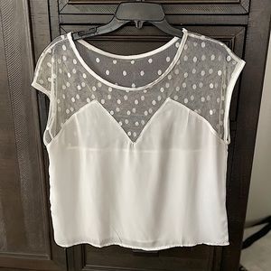 White polka dot sheer blouse